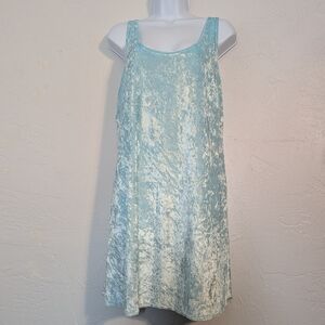 Vintage Deadstock 90s Blue Crushed Velvet Velour Nightgown Dress Cute Girly Chic